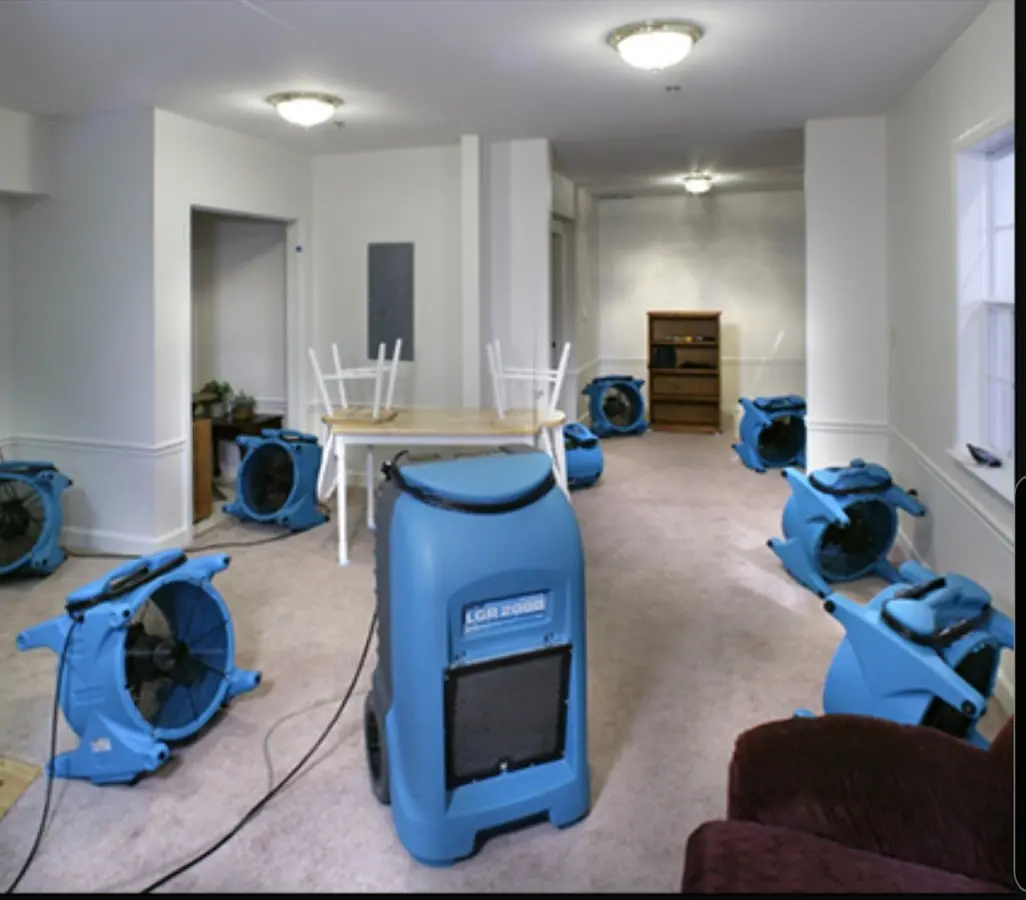 Air movers and dehumidifier setup for Water Extraction & Removal in Rancho San Diego